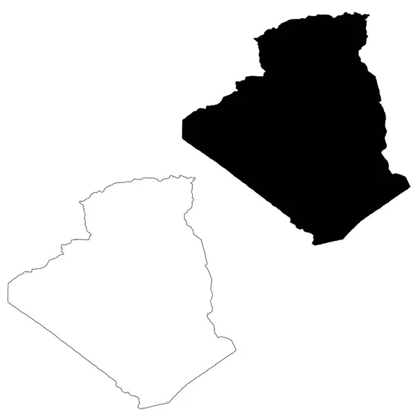 Mapa Vetorial Argélia Ilustração Vetorial Isolada Preto Sobre Fundo Branco — Vetor de Stock