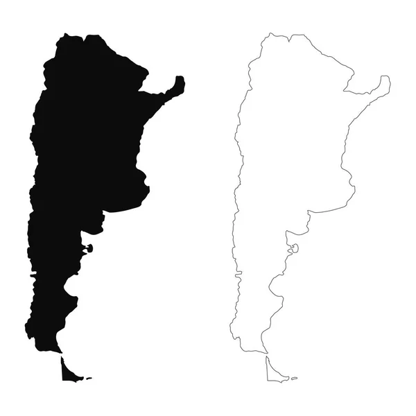Mapa Vectorial Argentina Ilustración Vectorial Aislada Negro Sobre Fondo Blanco — Vector de stock