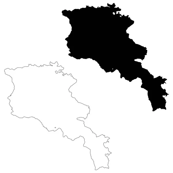 Vektor Karta Armenien Isolerade Vektor Illustration Svart Vit Bakgrund Eps — Stock vektor