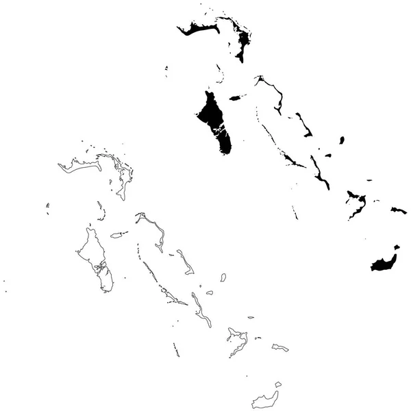 Mapa Vectorial Bahamas Ilustración Vectorial Aislada Negro Sobre Fondo Blanco — Vector de stock