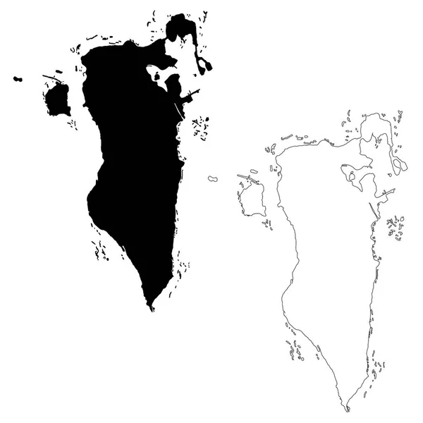 Mapa Vetorial Bahrein Ilustração Vetorial Isolada Preto Sobre Fundo Branco — Vetor de Stock