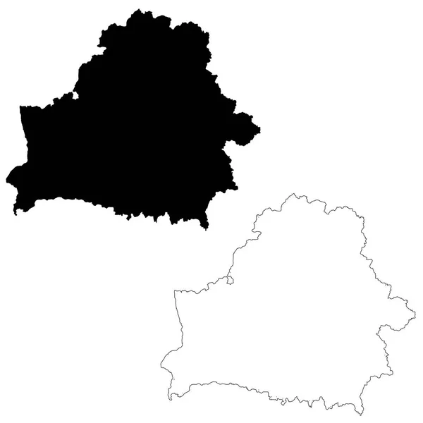 Mappa Vettoriale Bielorussia Illustrazione Del Vettore Isolato Nero Sfondo Bianco — Vettoriale Stock