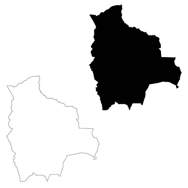 Vektorová Mapa Bolívie Izolované Vektorové Ilustrace Černá Bílém Pozadí Obrázek — Stockový vektor