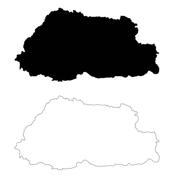 Векторна Карта Бутану Ізольовані Векторні Ілюстрації Чорний Білому Тлі Eps — стоковий вектор