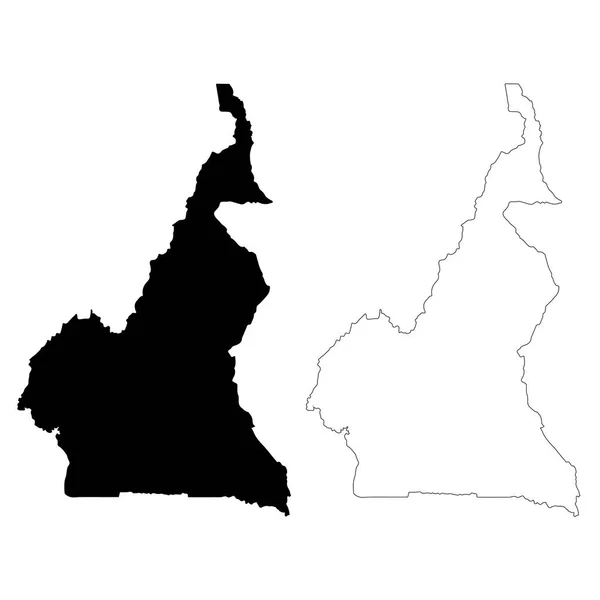 Peta Vektor Kamerun Ilustrasi Vektor Terisolasi Hitam Latar Belakang Putih - Stok Vektor