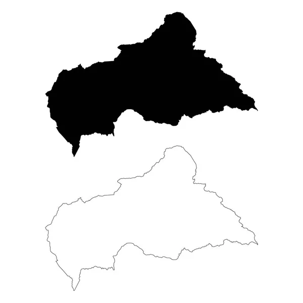 Mapa Vetorial República Centro Africana Ilustração Vetorial Isolada Preto Sobre —  Vetores de Stock