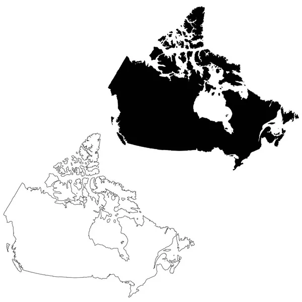 Mapa Vetorial Canadá Ilustração Vetorial Isolada Preto Sobre Fundo Branco —  Vetores de Stock