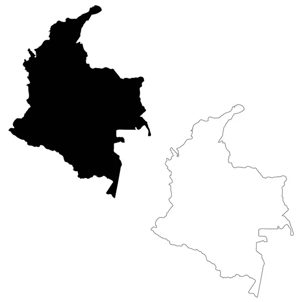 Mapa Vectorial Colombia Ilustración Vectorial Aislada Negro Sobre Fondo Blanco — Archivo Imágenes Vectoriales