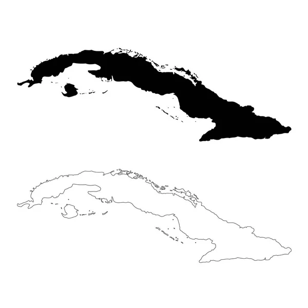 Mapa Vectorial Cuba Ilustración Vectorial Aislada Negro Sobre Fondo Blanco — Archivo Imágenes Vectoriales