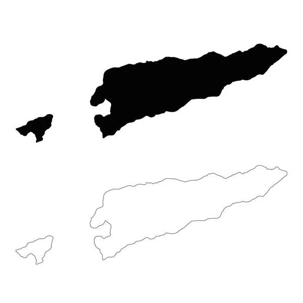 Vector Kaart Oost Timor Geïsoleerde Vector Illustratie Zwart Een Witte — Stockvector