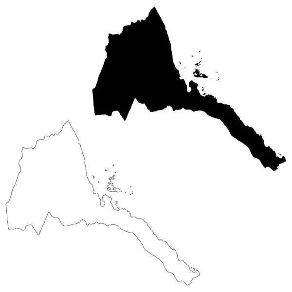 Mapa Vetorial Eritreia Ilustração Vetorial Isolada Preto Sobre Fundo Branco —  Vetores de Stock