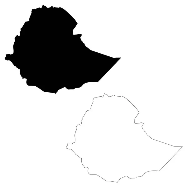 Carte Vectorielle Ethiopie Illustration Vectorielle Isolée Noir Sur Fond Blanc — Image vectorielle