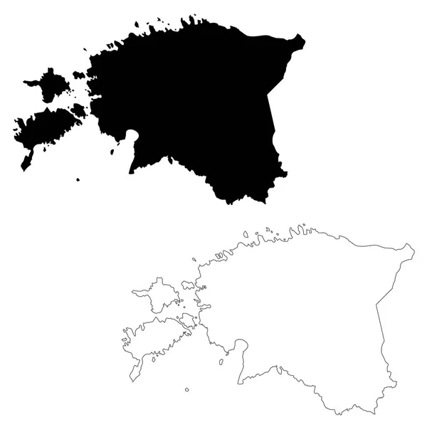 Wektor Mapa Estonii Białym Tle Wektor Ilustracja Czarny Białym Tle — Wektor stockowy