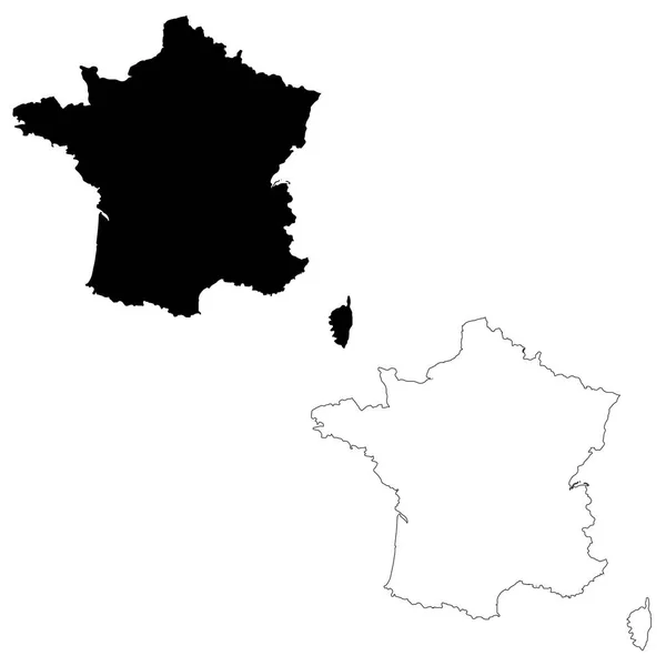 Mapa Vectorial Francia Ilustración Vectorial Aislada Negro Sobre Fondo Blanco — Archivo Imágenes Vectoriales