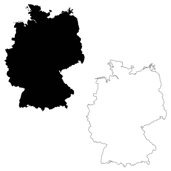 Carte Vectorielle Allemagne Illustration Vectorielle Isolée Noir Sur Fond Blanc — Image vectorielle