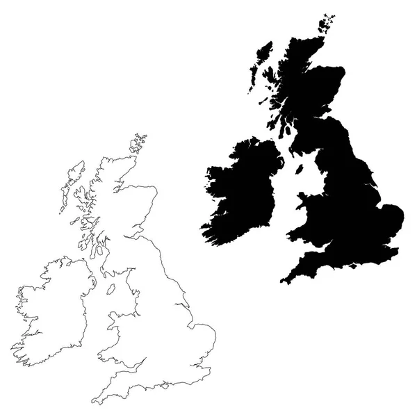 Vektorkarte Großbritannien Isolierte Vektorillustration Schwarz Auf Weißem Hintergrund Folge Abbildung — Stockvektor