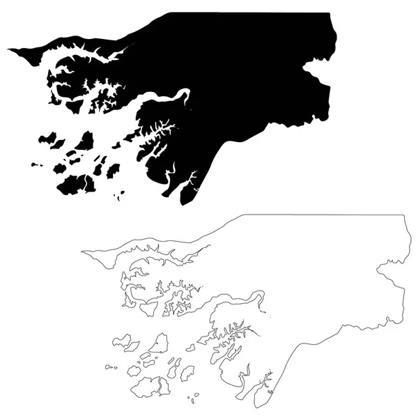 Mapa Vectorial Guinea Bissau Ilustración Vectorial Aislada Negro Sobre Fondo — Archivo Imágenes Vectoriales