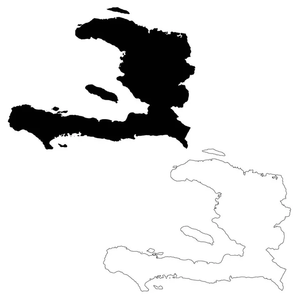 矢量地图海地 孤立的矢量插图 黑色的白色背景 Eps — 图库矢量图片