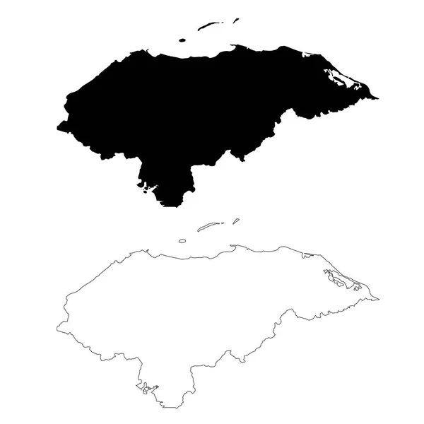 Mapa Vectorial Honduras Ilustración Vectorial Aislada Negro Sobre Fondo Blanco — Vector de stock