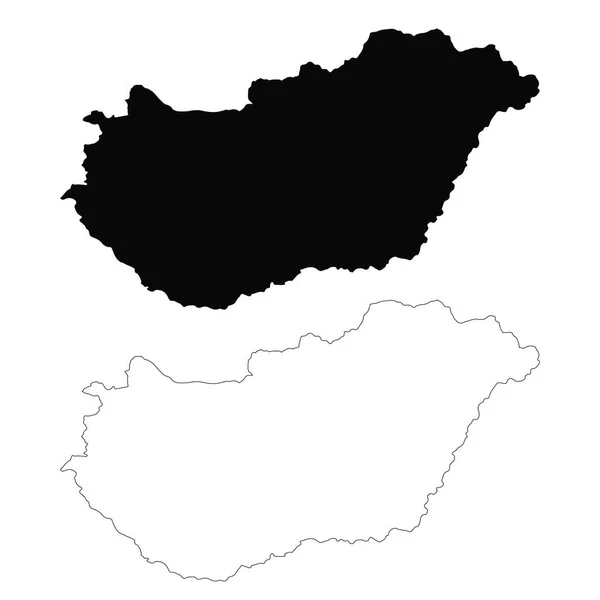 Vector Kaart Hongarije Geïsoleerde Vector Illustratie Zwart Een Witte Achtergrond — Stockvector