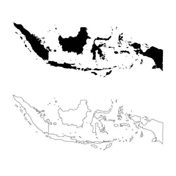 Mappa Vettoriale Indonesia Illustrazione Del Vettore Isolato Nero Sfondo Bianco — Vettoriale Stock