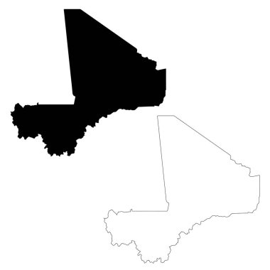 Vektör harita Mali. İllüstrasyon izole vektör. Beyaz arka plan üzerine siyah. EPS 10 illüstrasyon.