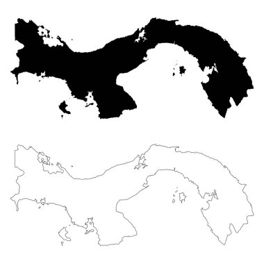 Vektör harita Panama. İllüstrasyon izole vektör. Beyaz arka plan üzerine siyah. EPS 10 illüstrasyon.