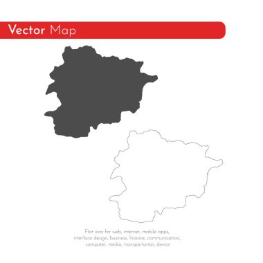 Vektör harita Andorra. İllüstrasyon izole vektör. Beyaz arka plan üzerine siyah. EPS 10 illüstrasyon.