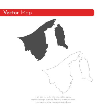 Vektör harita Brunei. İllüstrasyon izole vektör. Beyaz arka plan üzerine siyah. EPS 10 illüstrasyon.