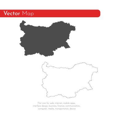 Vektör harita Bulgaristan. İllüstrasyon izole vektör. Beyaz arka plan üzerine siyah. EPS 10 illüstrasyon.