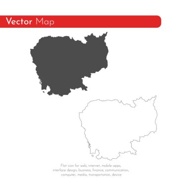 Vektör harita Kamboçya. İllüstrasyon izole vektör. Beyaz arka plan üzerine siyah. EPS 10 illüstrasyon.