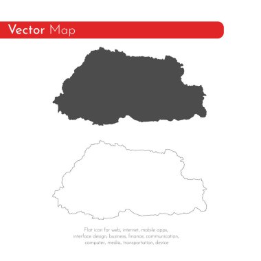 Vektör harita bütan. İllüstrasyon izole vektör. Beyaz arka plan üzerine siyah. EPS 10 illüstrasyon.