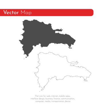 Vektör harita Dominik Cumhuriyeti. İllüstrasyon izole vektör. Beyaz arka plan üzerine siyah. EPS 10 illüstrasyon.