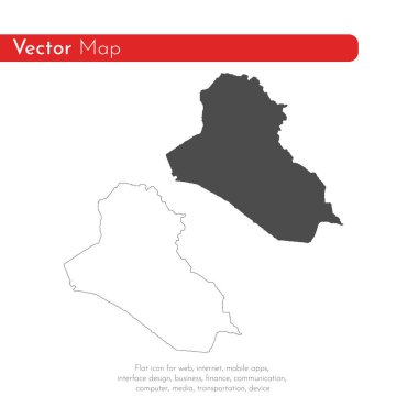 Vektör harita Irak. İllüstrasyon izole vektör. Beyaz arka plan üzerine siyah. EPS 10 illüstrasyon.