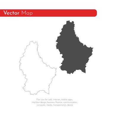 Vektör harita Lüksemburg. İllüstrasyon izole vektör. Beyaz arka plan üzerine siyah. EPS 10 illüstrasyon.