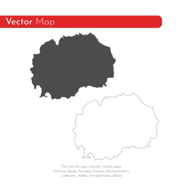 Vektör harita Makedonya. İllüstrasyon izole vektör. Beyaz arka plan üzerine siyah. EPS 10 illüstrasyon.