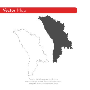 Vektör harita Moldova. İllüstrasyon izole vektör. Beyaz arka plan üzerine siyah. EPS 10 illüstrasyon.