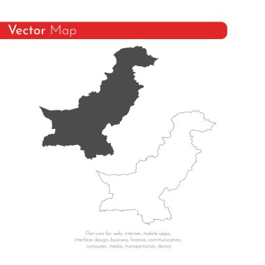 Vektör harita Pakistan. İllüstrasyon izole vektör. Beyaz arka plan üzerine siyah. EPS 10 illüstrasyon.