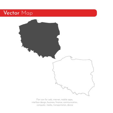 Vektör harita Polonya. İllüstrasyon izole vektör. Beyaz arka plan üzerine siyah. EPS 10 illüstrasyon.