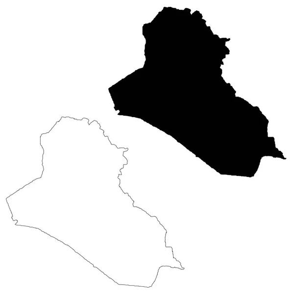 矢量地图伊拉克 孤立的矢量插图 黑色的白色背景 Eps — 图库矢量图片