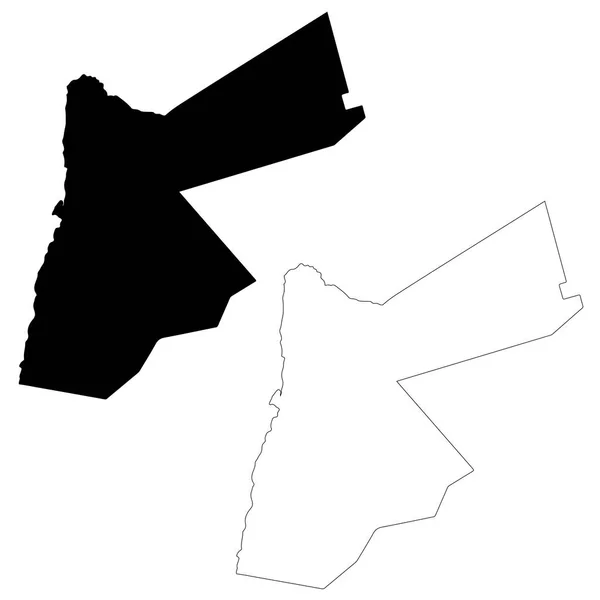 Mapa Vectorial Jordania Ilustración Vectorial Aislada Negro Sobre Fondo Blanco — Archivo Imágenes Vectoriales