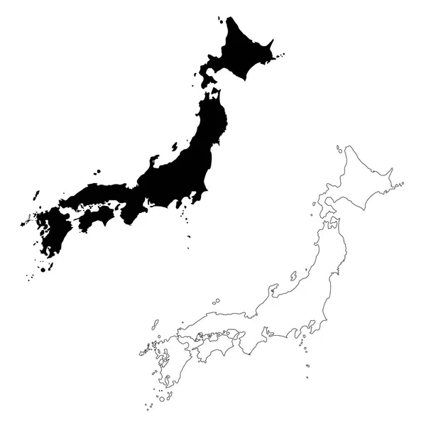 Peta Vektor Jepang Ilustrasi Vektor Terisolasi Hitam Latar Belakang Putih - Stok Vektor