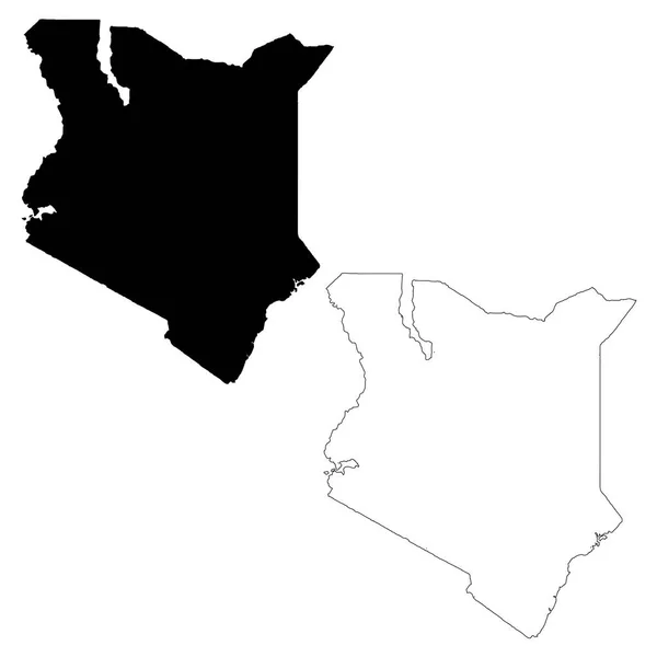 Vektor Karta Kenya Isolerade Vektor Illustration Svart Vit Bakgrund Eps — Stock vektor