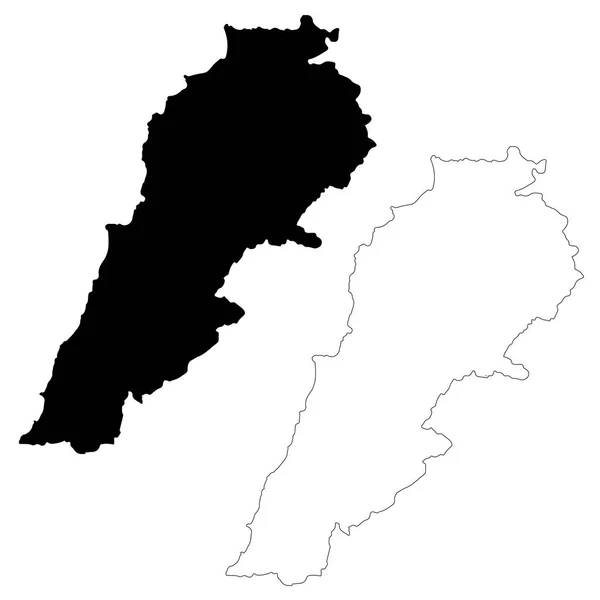 Mappa Vettoriale Libano Illustrazione Del Vettore Isolato Nero Sfondo Bianco — Vettoriale Stock