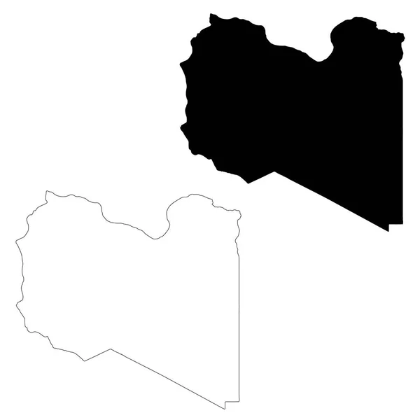 Mappa Vettoriale Libia Illustrazione Del Vettore Isolato Nero Sfondo Bianco — Vettoriale Stock