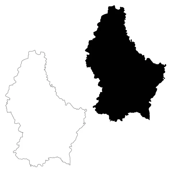 Mappa Vettoriale Lussemburgo Illustrazione Del Vettore Isolato Nero Sfondo Bianco — Vettoriale Stock