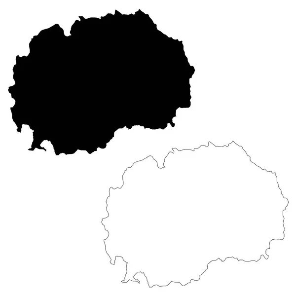 Mapa Vectorial Macedonia Ilustración Vectorial Aislada Negro Sobre Fondo Blanco — Vector de stock