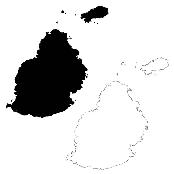 矢量地图毛里求斯 孤立的矢量插图 黑色的白色背景 Eps — 图库矢量图片