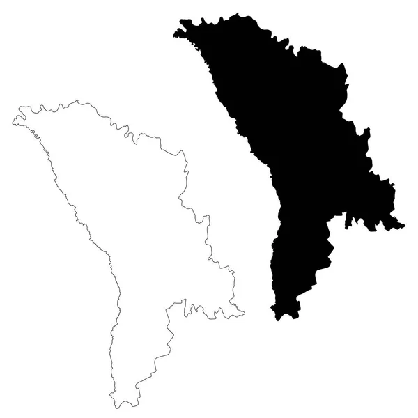 Vektor Karta Moldavien Isolerade Vektor Illustration Svart Vit Bakgrund Eps — Stock vektor