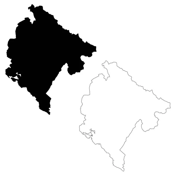 Mappa Vettoriale Montenegro Illustrazione Del Vettore Isolato Nero Sfondo Bianco — Vettoriale Stock